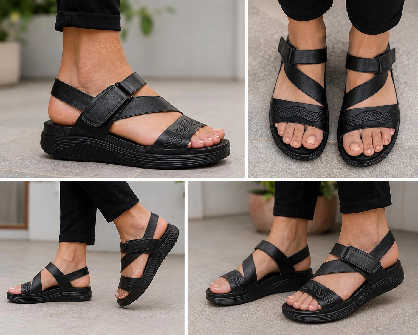 Sandale confort pour femme s011 noir miniature